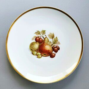 Vintage PM Jaeger & Co. Harvest Dinner Plate, Pear & Figs, Heavy Gold Trim